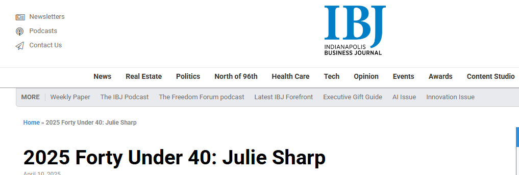 Indianapolis Business Journal – 2025 Forty Under 40: Julie Sharp