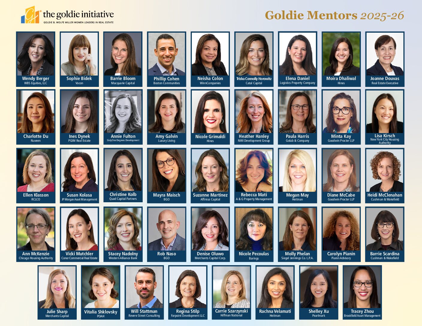 The Goldie Initiative Expands National Mentor Network with 44 Executive Leaders Supporting Women in CRE